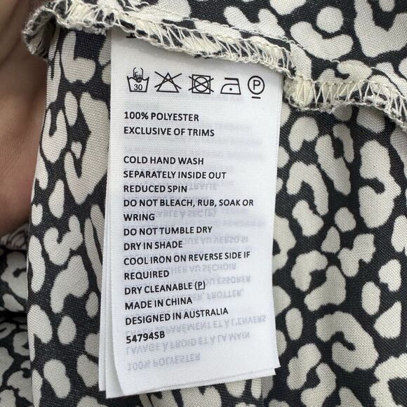 Bardot Satin Midi Skirt Size L White Black Animal Print Silky Old Money Capsule - Picture 6 of 6